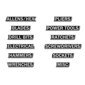 12-piece Magnetic Toolbox Labels, 3D Printed Toolbox Labels, Universal Toolbox Organization Accessories, Reusable Labels, Suitable for Steel Toolboxes, Carts, Drawers, and Cabinets (black)
