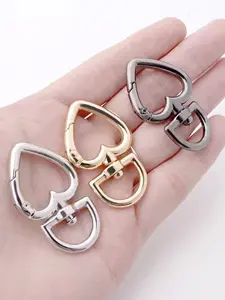 Metal Heart Shaped Keychain Clip, 6 Spring Press Design, Ideal for DIY Projects and Bags, Durable Key Accessory & More Uses