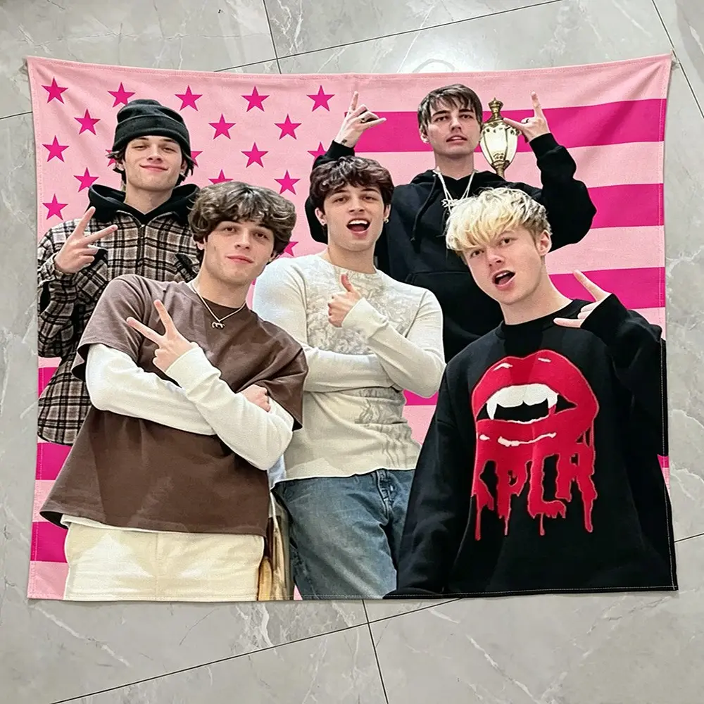Dorm Room Essentials Sam&colby Sturniolo Triplets Merch Pink American Flag Hanging Wall Tapestry Art Decorative Tapestry For Bedroom Livingroom Living Room Wall Decor Funny Tapestry Decoration