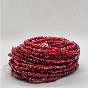 Red Rainbow waist beads (tie-on 50 inch)