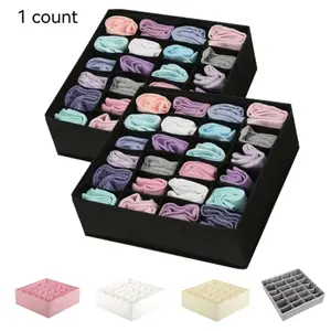 Foldable Drawer Organizer, 24-Grid Suspension Design, Canvas Storage Box for Underwear Socks Clothes, Practical Closet Solution