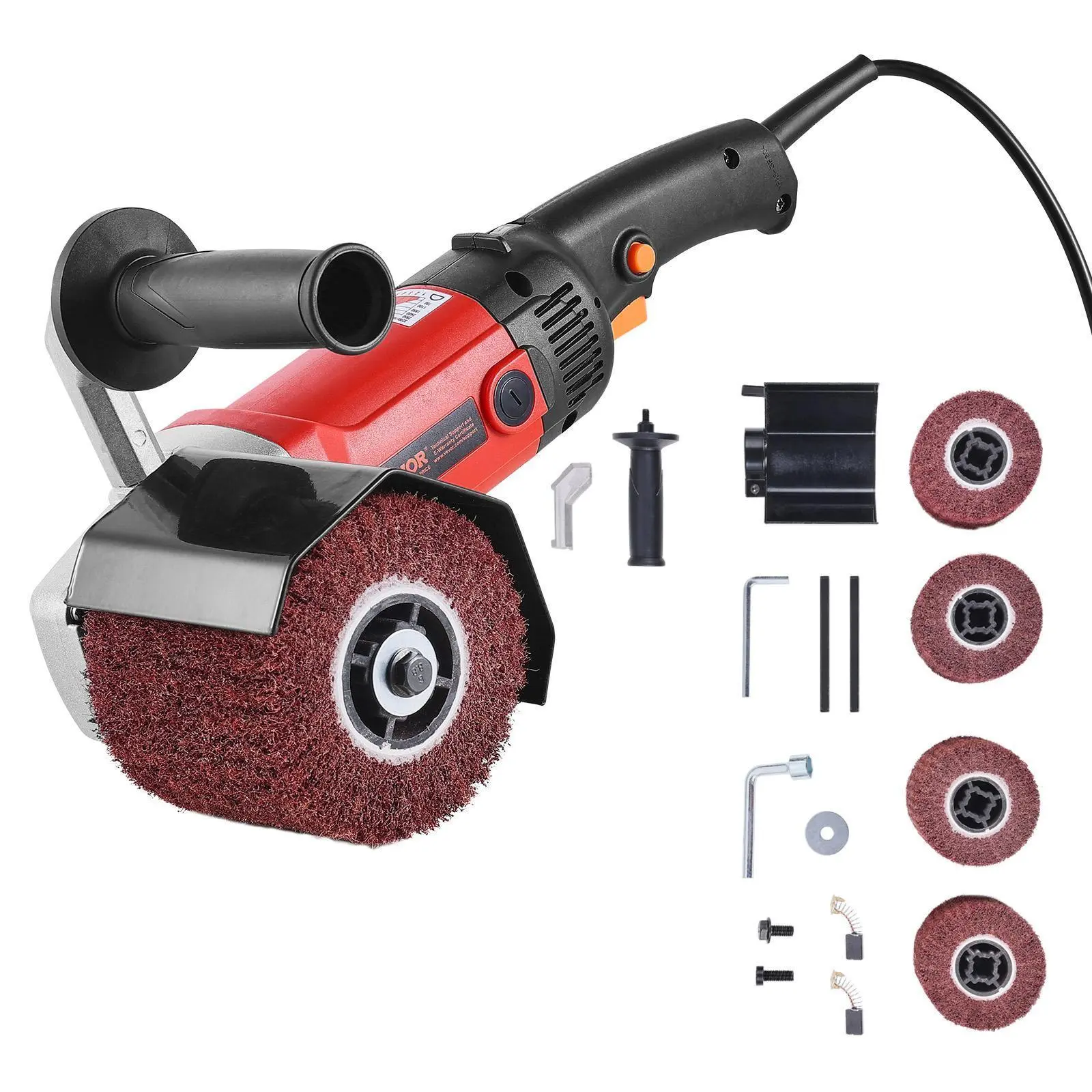 【Summerfinds】VEVOR Burnishing Polishing Machine, 1200W 6 Variable Speed Surface Conditioning Tool, Handheld Electric Metal Burnishing Machine with 4 Fiber Polishing Wheels for Stainless Steel, Non-Ferrous Metals