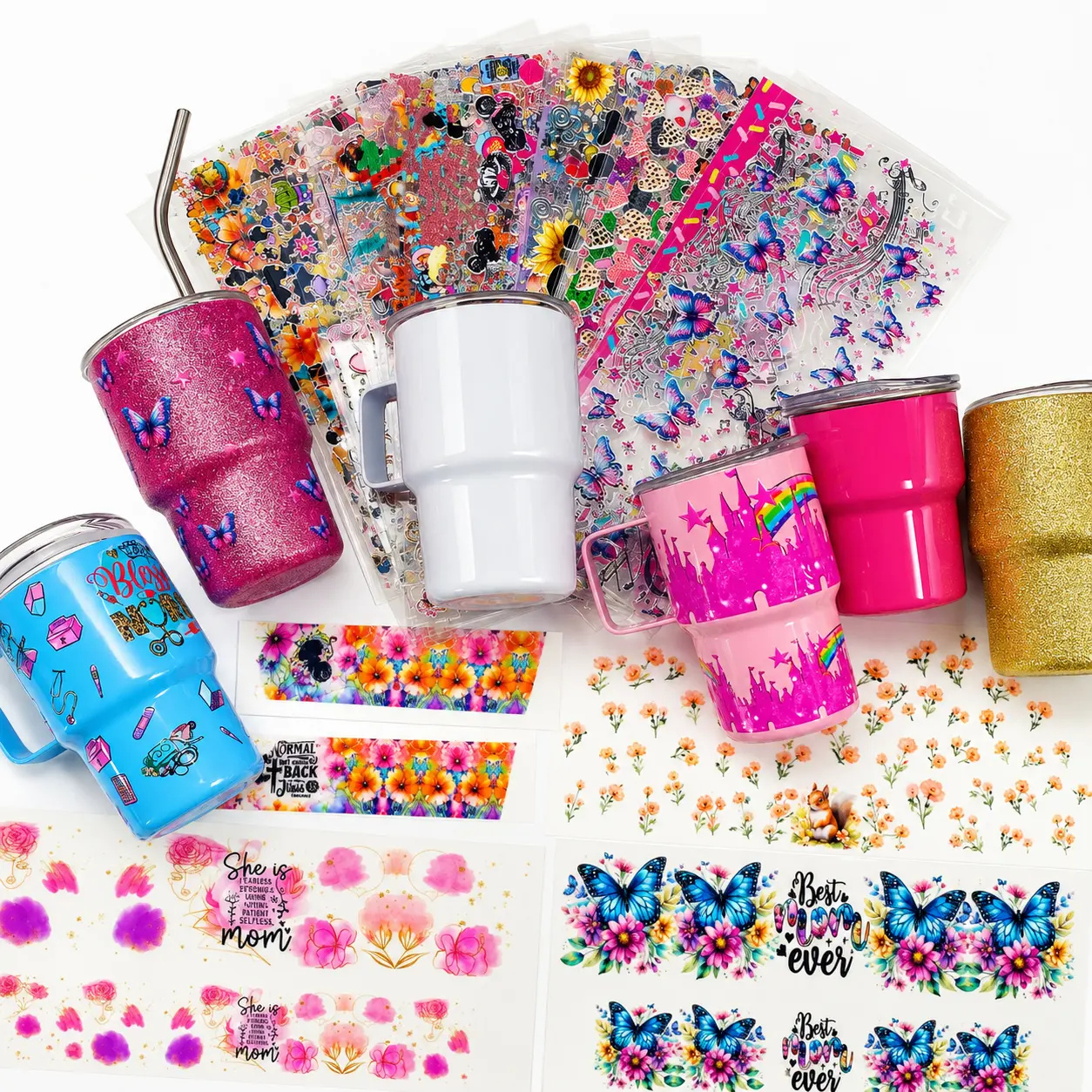 50 Unique Retro 50pcs Cartoon Stickers - UV DTF Transfer Aesthetic DIY Stickers for 3oz Mini Stainless Steel Tumblers, Scrapbooking & Stamping Supplies for Cartoon-Themed Enthusiasts