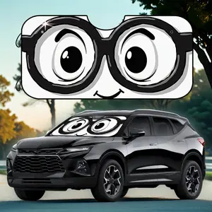 1 piece, a fun cartoon eye pattern car window sunshade with 4 suction cups, suitable for keeping SUVs and trucks cool and protecting them from the sun, Outside Use Sunshade For Car