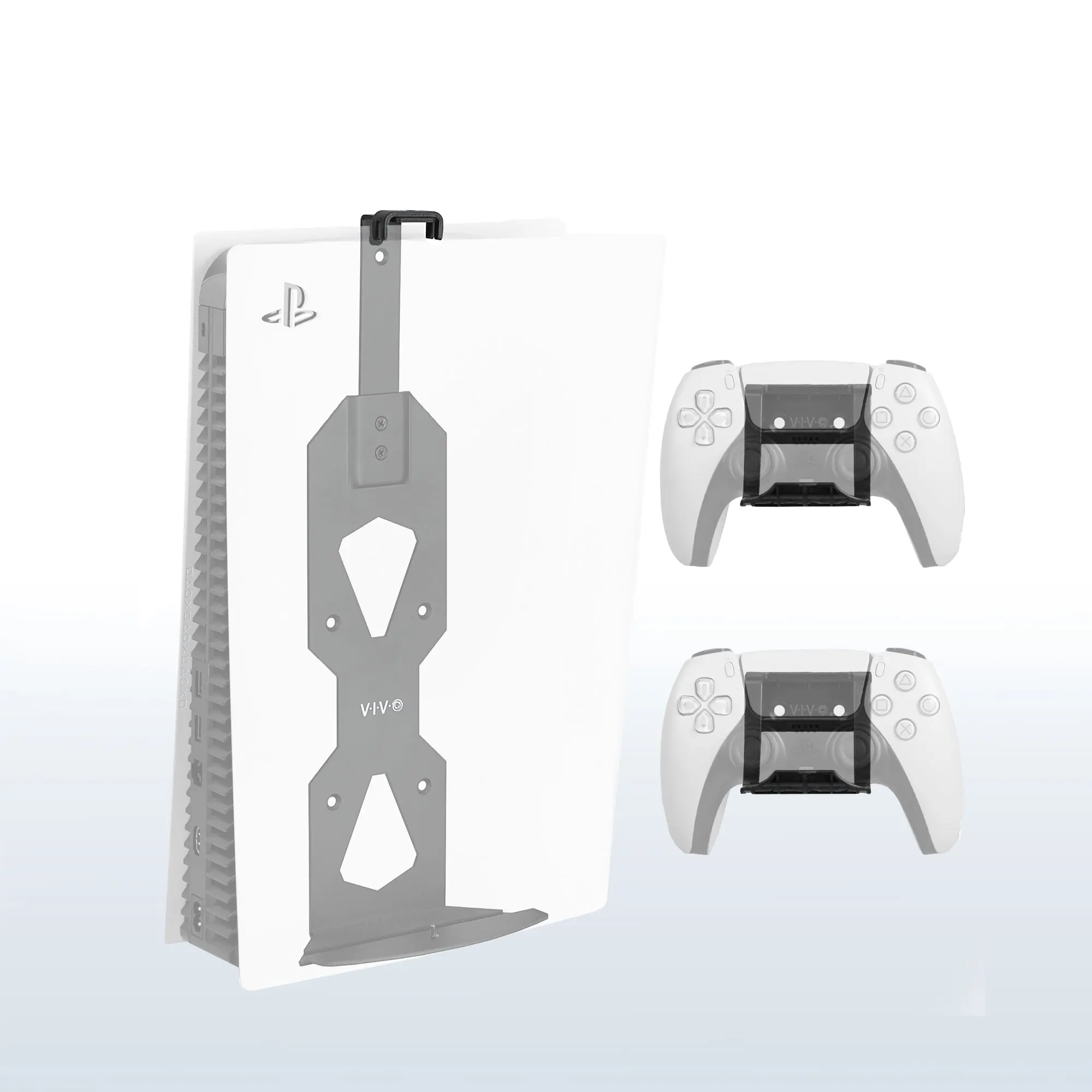 PS5 Wall Mount Bracket + 2 Controller Mounts PS5 Wall Mount Bracket + 2 Controller Mounts