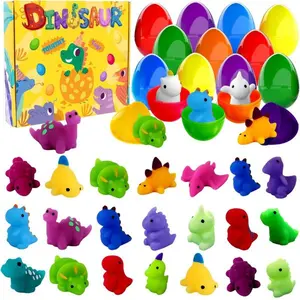 24 PCS Dinosaur Squishy Toy Prefilled Easter Eggs, Kawaii Mochi Squishies Stress Relief Toys, Easter Basket Stuffers, Easter Gifts for Kids, Egg Hunt Party Favors