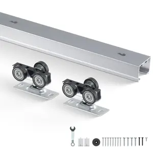 【Spotlight Day】VEVOR Sliding Pocket Door Hardware Track Kit, 5ft Heavy Duty Pocket Door Hardware Kit, Commercial Grade Pocket Door Hardware and Track Set for 24"-30" Wide Single Door, Smoothly and Easy to Install