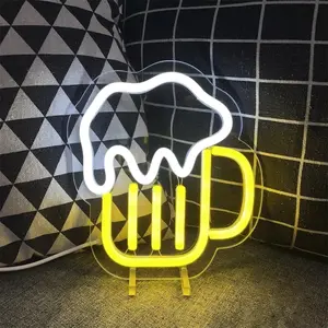 Sign Illuminated Bar Beer Neon Sign Home Room Decor Girl Boy Bedroom Party Table Desk 16.7x20cm