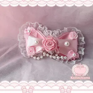 handmade pearly rose bow by kora kollections