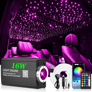 VASTFIRE Updated Fiber Optic Star Light Kit 16W RGBW 16 Million Colors 20 Modes APP Voice Control for Car Ceiling 300/500/800 PCS 0.75mmx3m - Led Multicolor