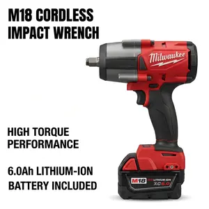 Milwaukee  M18 FMTIWF12 18V 1000Nm Impact Wrench 1/2 Inch Drive  Power Tool With Tool Accessories For Automotive Repair And Construction Hand Tools Featuring Dual Speed Control And Friction Ring Anvil lmpact Dual-Purpose torque task heavy-duty High-Torque