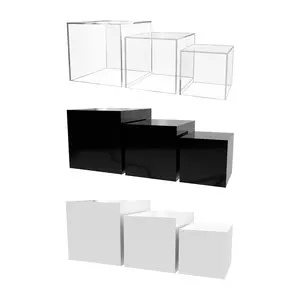 3 Piece Display Boxes Acrylic Retail Product Riser with Hollow Bottom No Lid 4 Inch 5 Inch 6 Inch Bins One Open Side Merchandise Storage Boxes by 321 Plastics