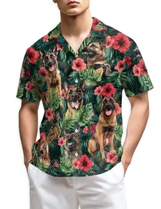Belgian Malinois Hawaiian Shirt Summer Leaves Dog Lover Hawaiian Shirt for Men Women, Button Down Summer Beach Short Sleeve, Sizes S-5XL