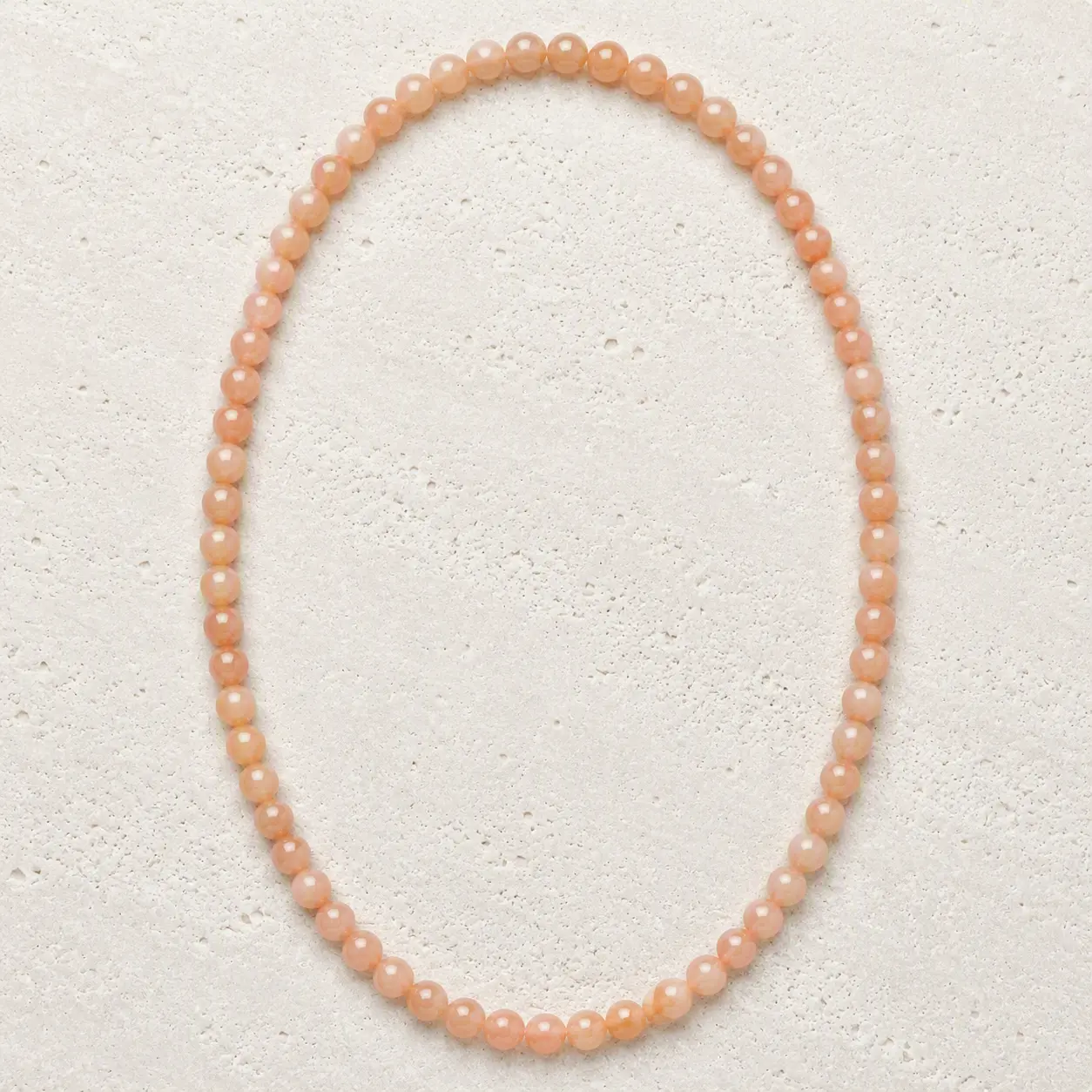 Handcrafted Natural Peach Moonstone 6mm Stretch Necklace for Women, Adults - Intuition, New Beginnings, Emotional Balance, Daily Wear, Happiness