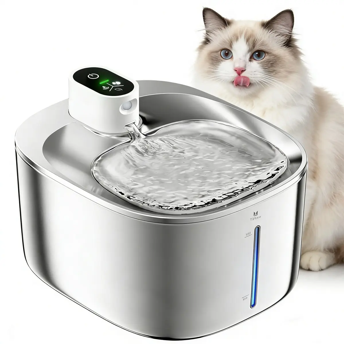 Wireless Cat Water Fountain, 135 Fl Oz/4L Battery Operated, Stainless Steel, 3 Work Modes, Cordless Pet Fountain for Cats & Dogs, Automatic Drinking Water Bowl