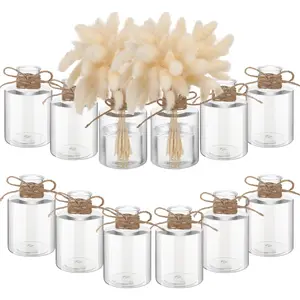 Bokon 12 Pcs Plastic Bud Vases in Bulk for Table Centerpieces, 4.7in Hyacinth Avocado Growing Bud Vase Bulk, Small Flower Bulb Plant Containers for Wedding Room Table Decorations (Straight Style)