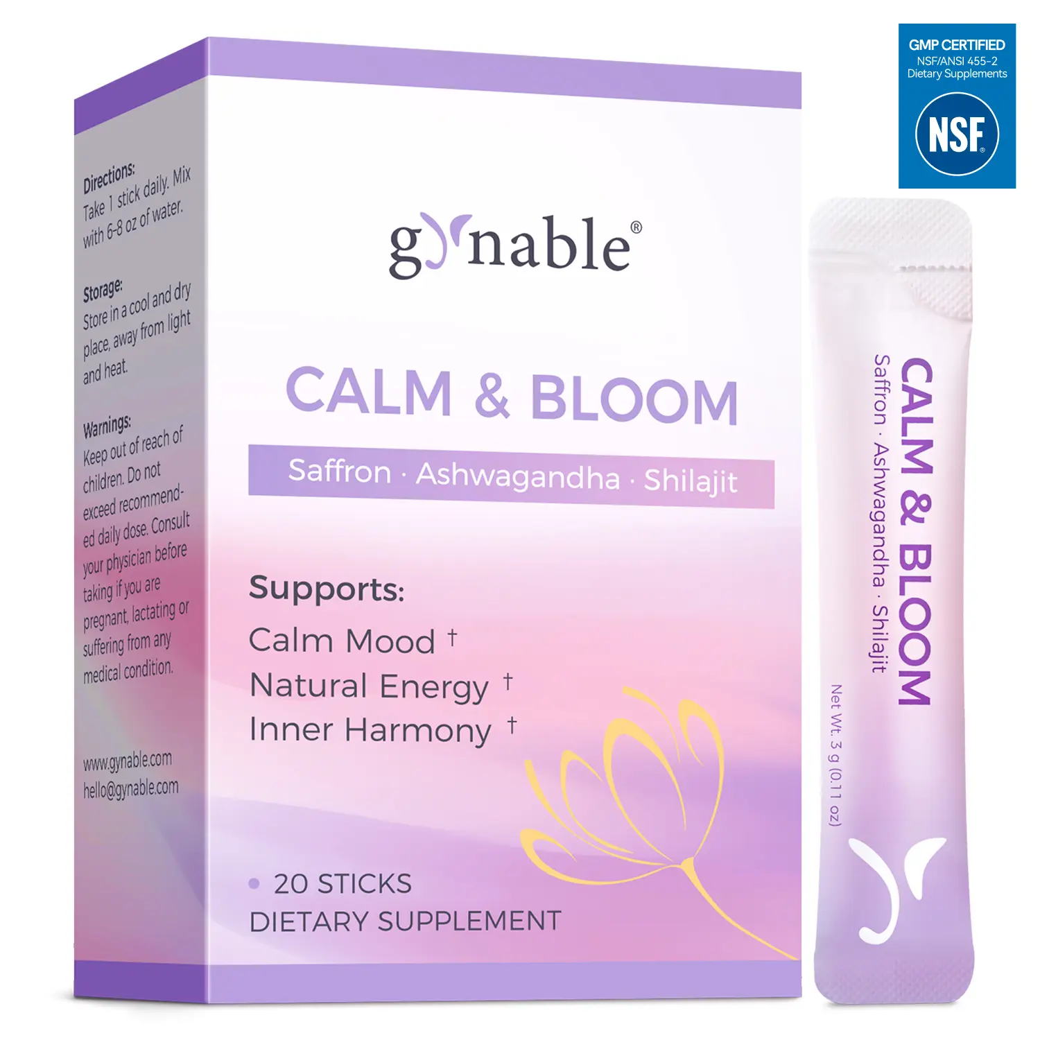 Gynable Saffron Calm Drink Mix Supplement for Cortisol Balance,Women's Mood & Desire,Stress Relief,Sleep,Brain Fog,Focus,Vision,Energy,Menopause Support with Magnesium,Ashwagandha,Shilajit,L-Theanine,Passionflower,Vitamin B6 Packets #tiktokshopsummersale