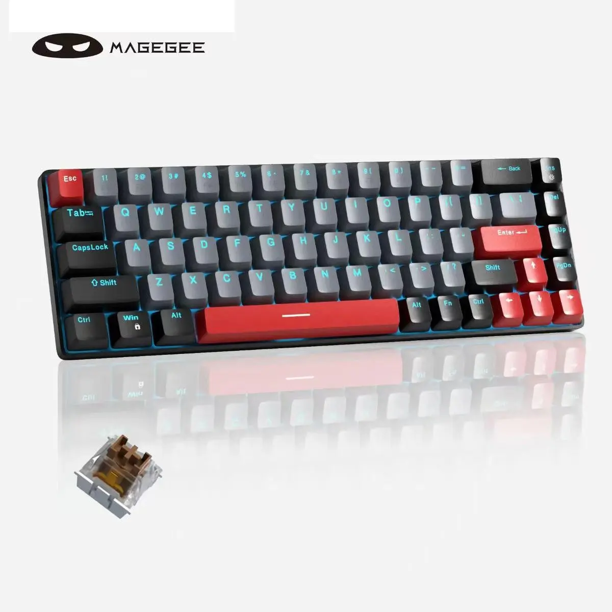 Portable Mechanical Gaming Keyboard, LED Backlit, Illuminated Mechanical Keyboard, Compact 68 Keys, Mini Wired Design, Full Compatibility, Compatible with Windows Laptop PC MAC, Lighted Mechanical Keyboard