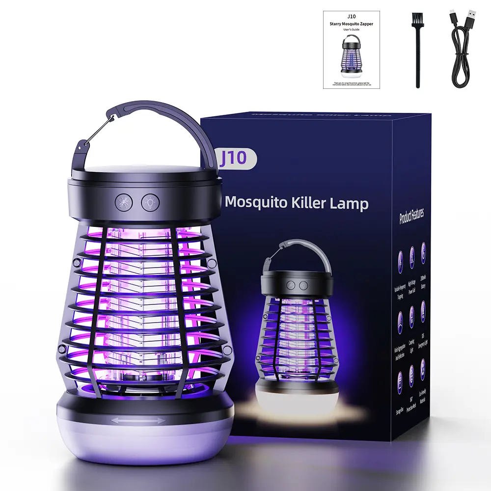 3-in-1 Rechargeable Wireless Portable Bug Zapper with Light, 2000mAh Cells, 2000V High Voltage, Charging Cable, Attract Mosquitoes Silently, Indoor Outdoor Pest Control for Bedroom, Garden Adventures