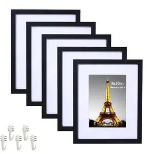 Textured Wood Finish 8x10 Inch Picture Frame, Display 5x7 with Pads or 8x10 Without, Durable Wooden Design for Wall Mounting