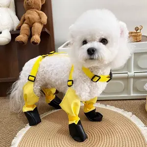 Pet Outdoor Dog Rain Boots Paw Protectors Shoes, Waterproof Anti-Slip Soft Sole, All-Season Use, Non-Dropping Strap, Multiple Sizes Available, Poodle