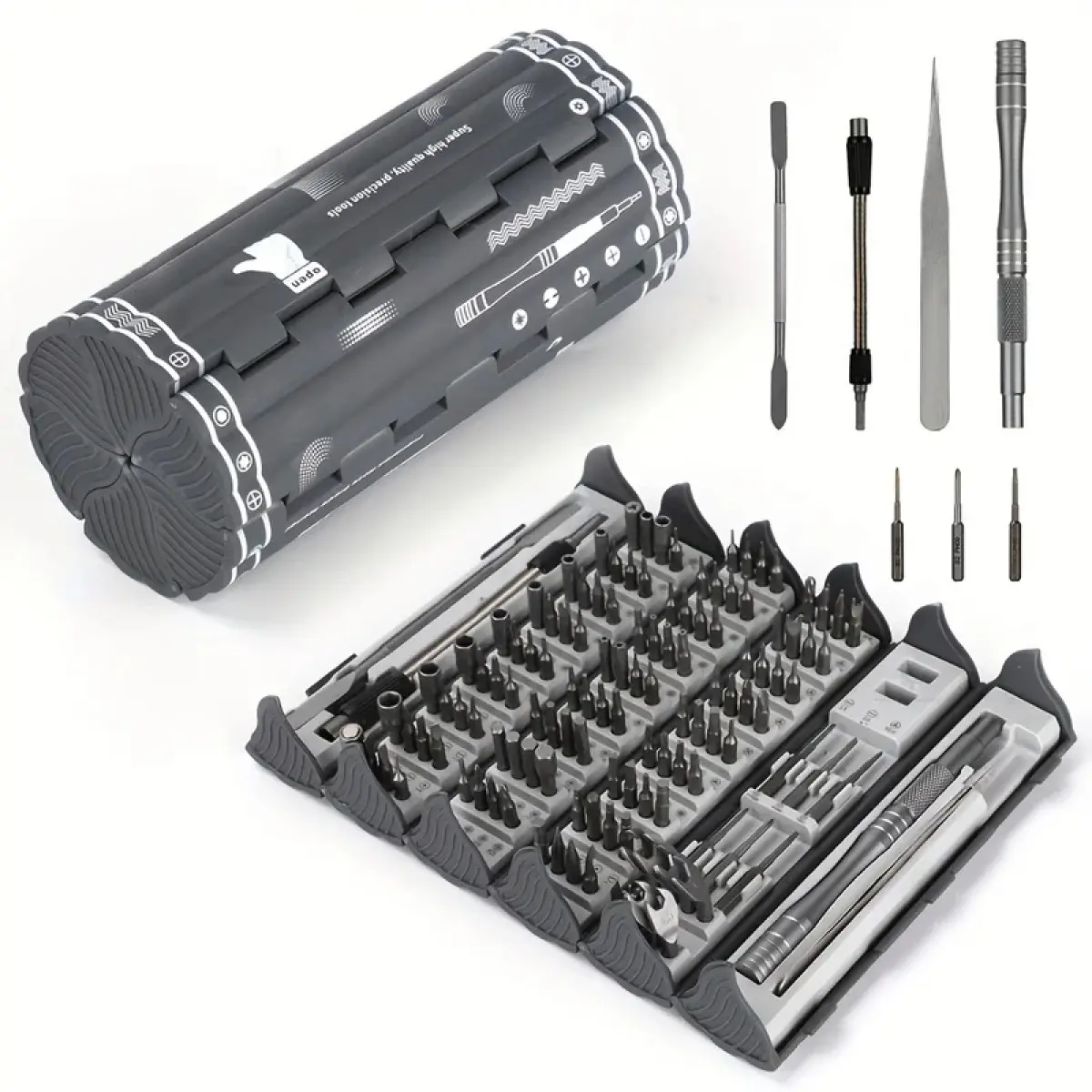 128 in 1 Precision Screwdriver Set, With Magnetic Bits & Flexible Shaft, Professional Repair Tool Kit for Phones, PCs, Watches, Cameras, Glasses & Various Electronics