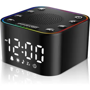 F-ADE03  White Noise Sound Machine with Alarm Clock, 30 Soothing Sounds, Noise Machine for Sleeping, RGB Night Light, Digital Clock, Adults, for Bedside, Nightstand, Including Fan, Rain, Bird, Ocean