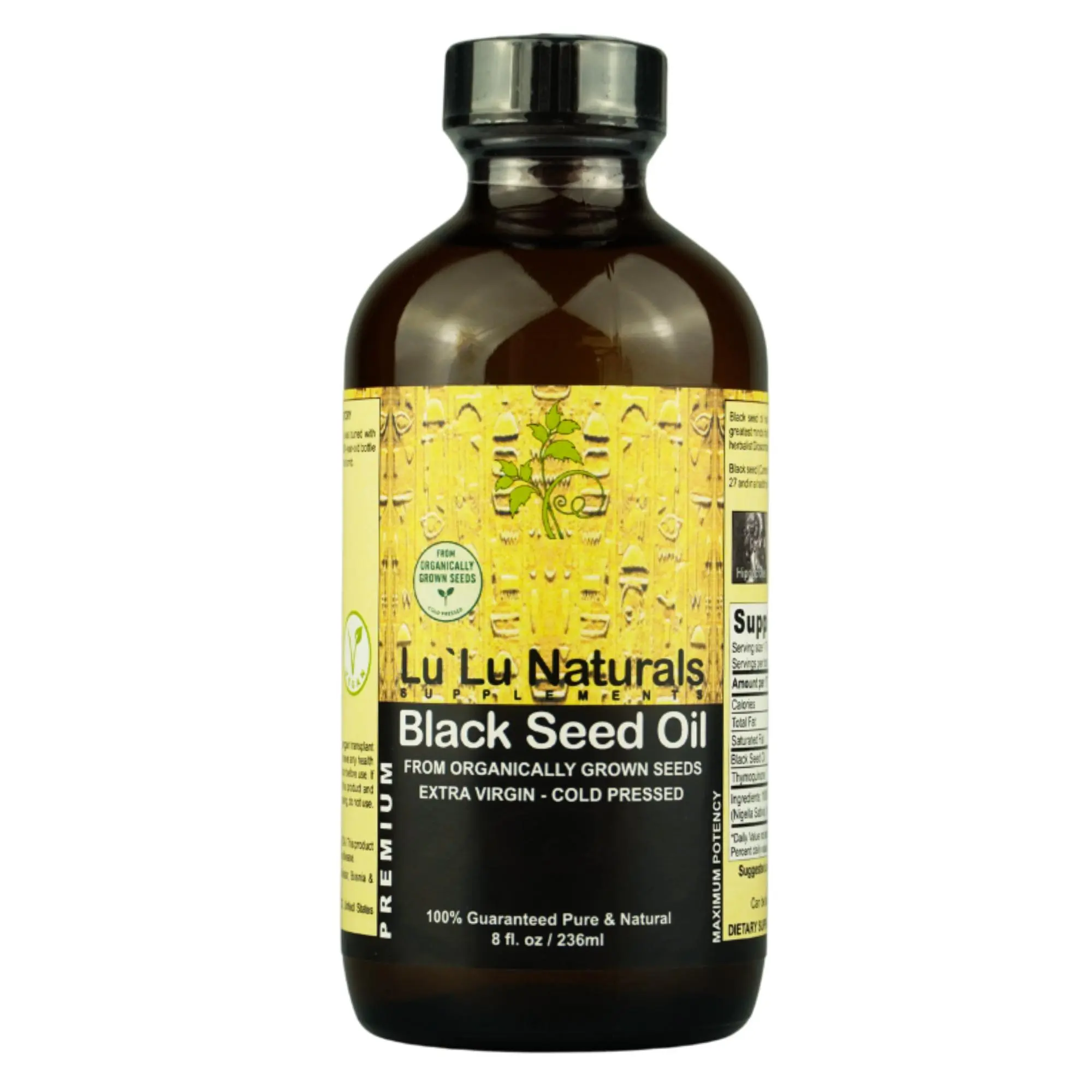 Black Seed Oil 8oz From 100% Organically Grown Seeds, Cold Pressed, Extra Virgin! Thymoquinone Level (TQ) 13.93%
