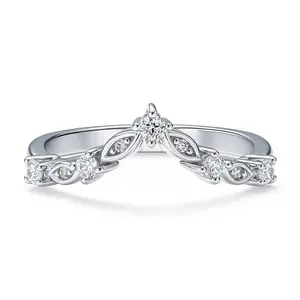 Wishbone Chevron Art Deco V Shaped CZ Band in Sterling Silver