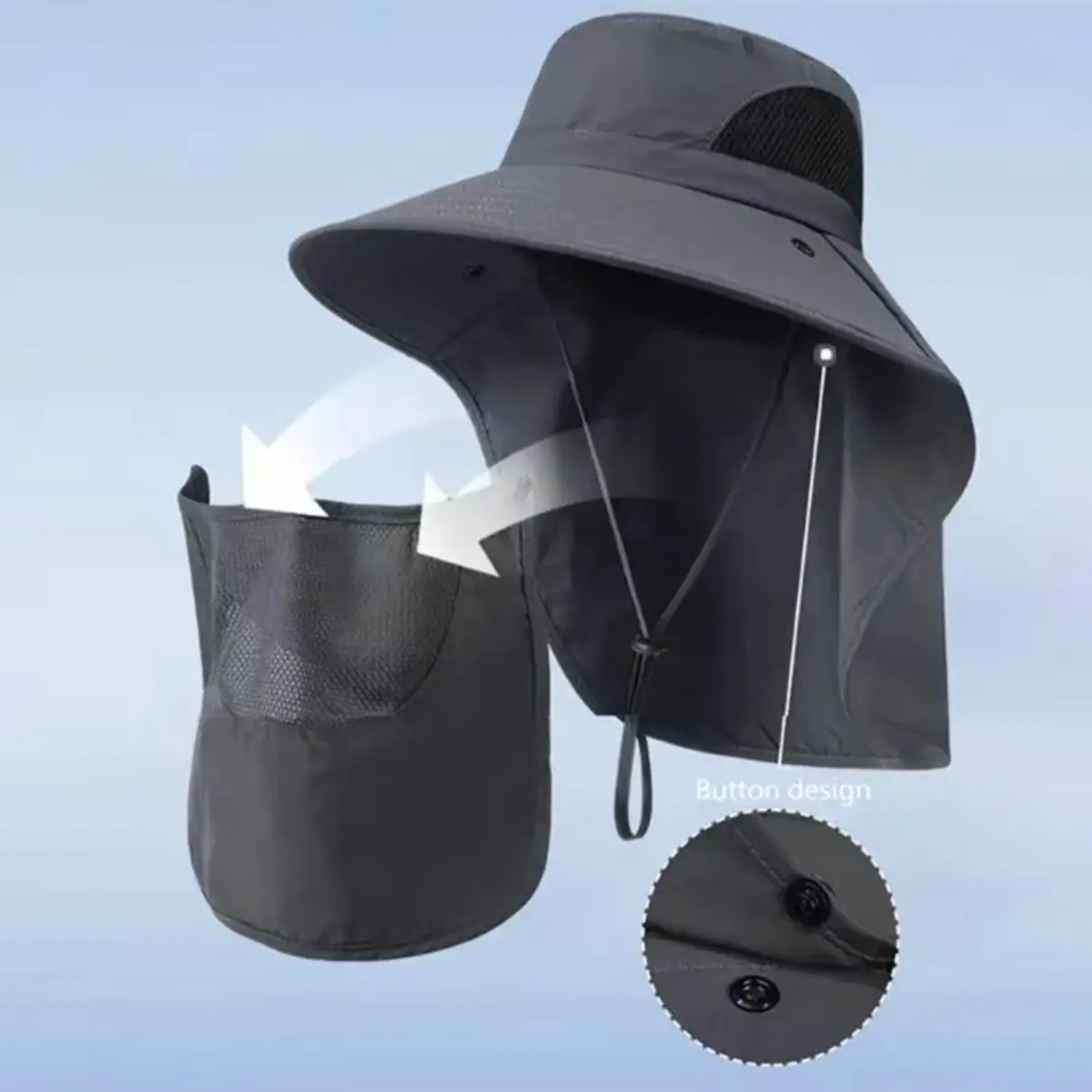 Unisex Outdoor UV-Resistant Sun Protection Fisherman Hat with Neck Flap, Parent-Child Style, Men's Accessories, Ideal for Camping & Hiking,summerwins