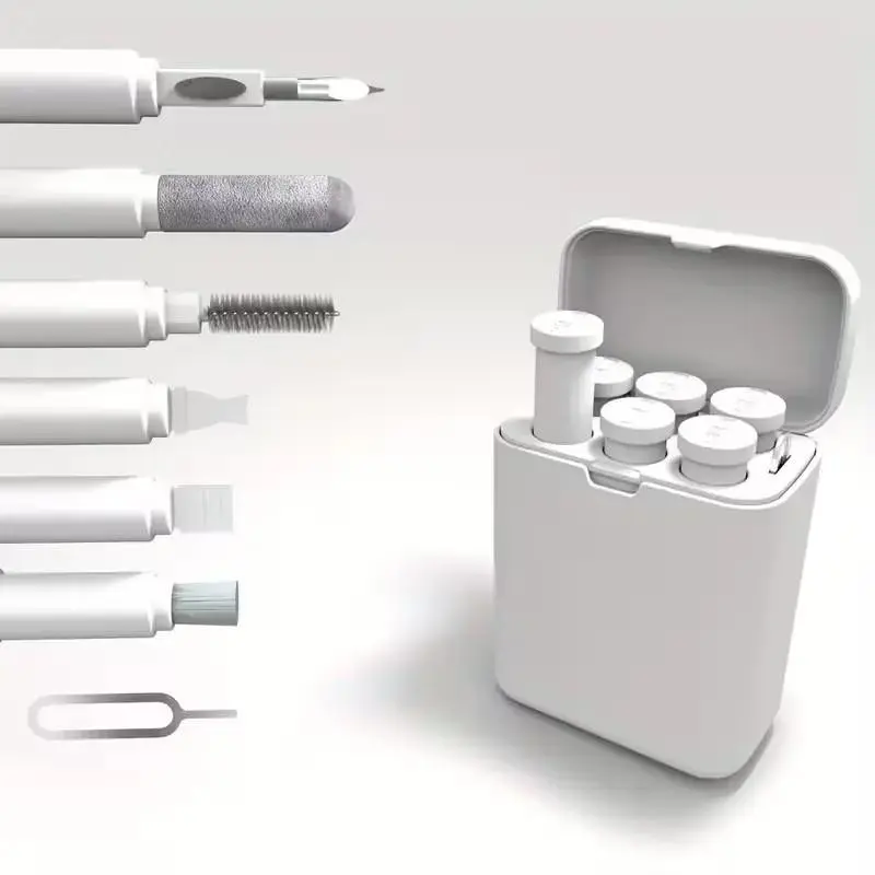 Portable Multi-Device Cleaning Kit for AirPods, Phones, Cameras and Laptops, Includes Cable and Connector Cleaning Tools, Compact Durable Design