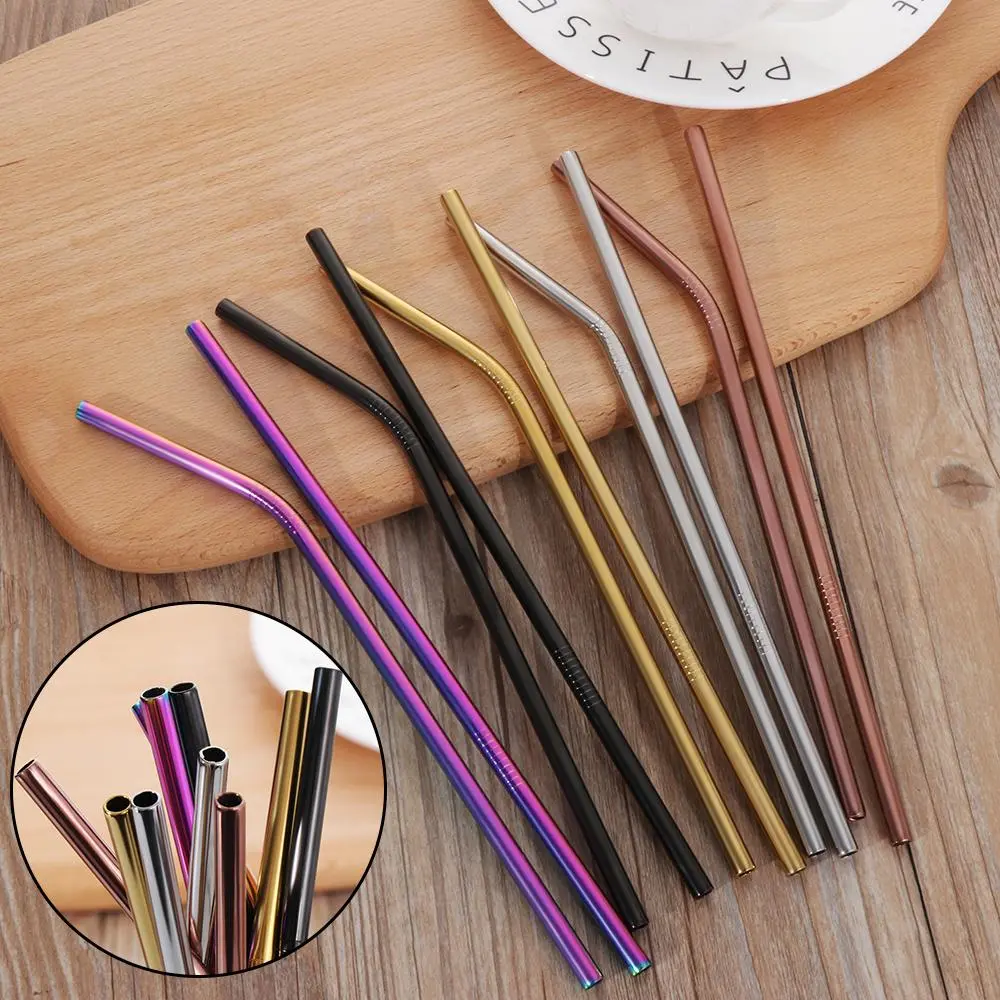 Rainbow Reusable Metal Straws | Stainless Steel Drinking Straws with Cleaning Brush – Eco-Friendly, BPA-Free, Dishwasher Safe | Colorful Straws for Smoothies, Coffee, Water & More