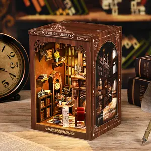 【Twilight Library】Beginner-Friendly BOOK NOOK Twilight Library DIY hut 3D three-dimensional hand-assembled booklet toy house, Christmas gift toy house,book nook,mini house,doll house,wooden dollhouse kit,victorian miniature house kit,dollhouse