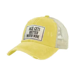 Age Gets Better With Wine - Vintage Distressed Trucker Adult Hat