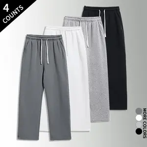 “4-Pack/4 Counts” Urban Casual 4-Piece Drawstring Jogger Pants Set — Oversized, Flowy Straight-Leg Everyday Sweatpants