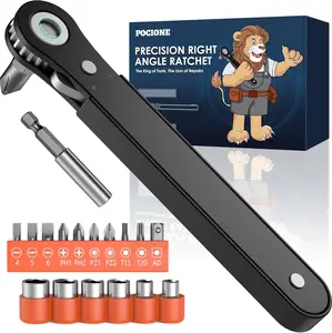 Right Angle Screwdriver Mens Gifts - 90 Degree Offset Ratcheting Screwdriver Pocket Mini Low Profile Ratchet Wrench Bit Socket Set for Tight Space Cool Gadgets EDC Gear Tool Stocking Stuffers for Men christmas gift