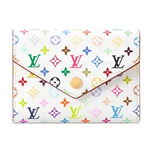 Louis Vuitton x Takashi Murakami Victorine Men's Wallet, White Monogram Coated Canvas, Gold-Colored Hand-Built Men's Wallet, Gold-Colored Men's Wallets, Hand-Built Men's Wallets