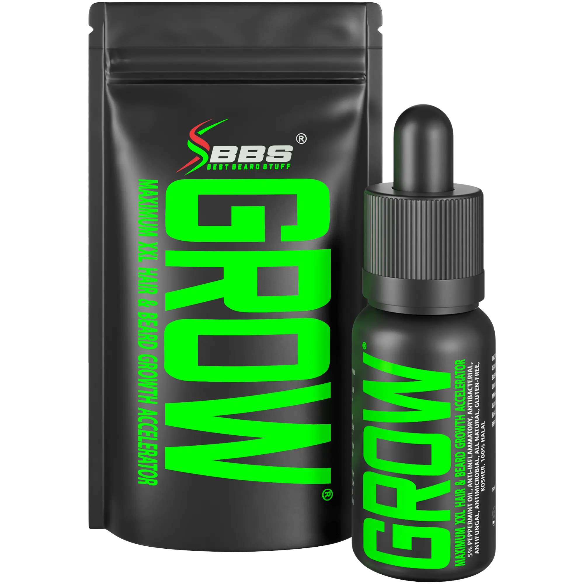 Best Beard Stuff GROW Maximum XXL Hair and Beard Growth Accelerator Serum With Peppermint, Facial Hair