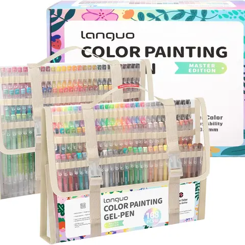 Gel Pens For Coloring, 168 Pack Colored Pens for Black Paper & White Paper, 0.6MM Fine Point Pens for Coloring, Writing, Drawing, Journaling, Note Taking, Office, Home