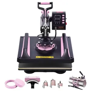 VEVOR Heat Press, 12x 10inch Heat Press Machine, 360 Swing Away T - Shirt Pressing Machine, Fast and Even Heating, Digital Precise Control, Heat Transfer Machine for T - Shirts/Pillows/Bags, PinkVEVOR Super Brand Day