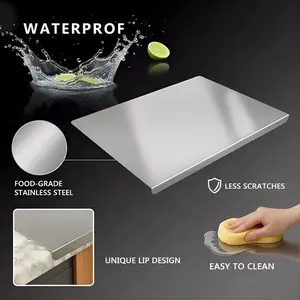 Stainless Steel Non-Slip Cutting Board, Home Kitchen Meat Fruit Vegetable Chopping Board, Anti-Mold Durable Multi-Functional Kitchen Tool