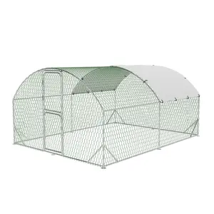 Dome Chicken Coop - Large Chicken Walk-in Poultry Cage, Metal Chickens Run Pen House with Waterproof Cover & Lockable Doors, Farm Yard Hen House Outdoor Chickens Run Pen - 9.8x13.1x6.6 FT