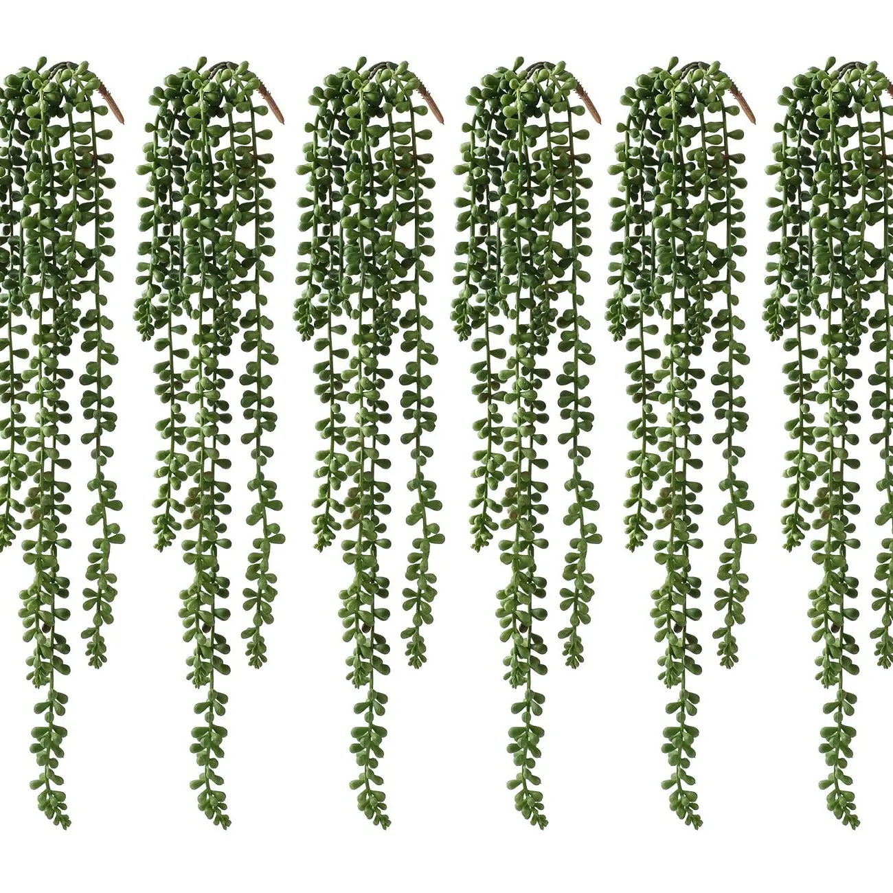 6 Piece Artificial Succulent Hanging Plants, Artificial Plant Set, Fake Plant Vine, Faux Pearl Greenery Decor, Artificial Simulation Plant, Wall Home Garden Background Indoor Outdoor Decoration