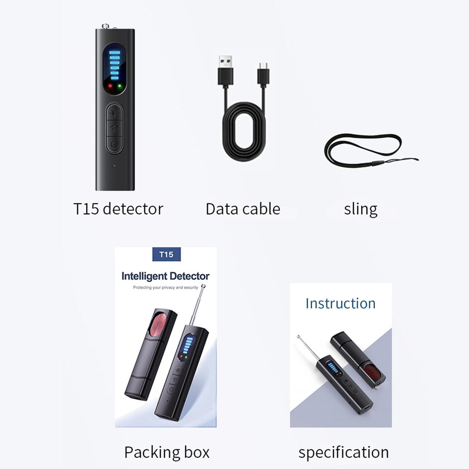 Hidden Camera detector GPS Tracker Device for Hotel, Airbnb, Travel, Car, Bathroom, Office, Wireless Signal Infrared Scanner, Anti-Positioning Monitoring, Hotel Anti-Spy Detector Security Detection Automatic Alerts Remote One Black Portable Protection