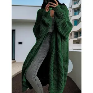 Autumn Winter Women's Loose Long Sleeve Knitted Cardigan Wrap Top Plus Size Heather Grey for Lazy Wear Can be used with a raincoat