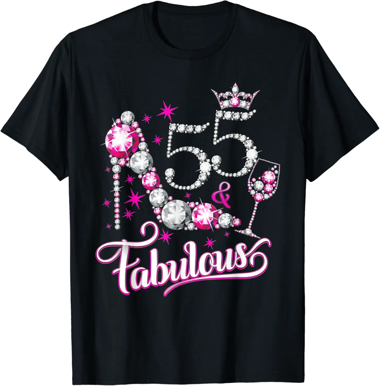 55 And Fabulous Happy 55th Birthday Party Girly High Heel T-Shirt - Codyweav Shop 56B0BQWZ69XW