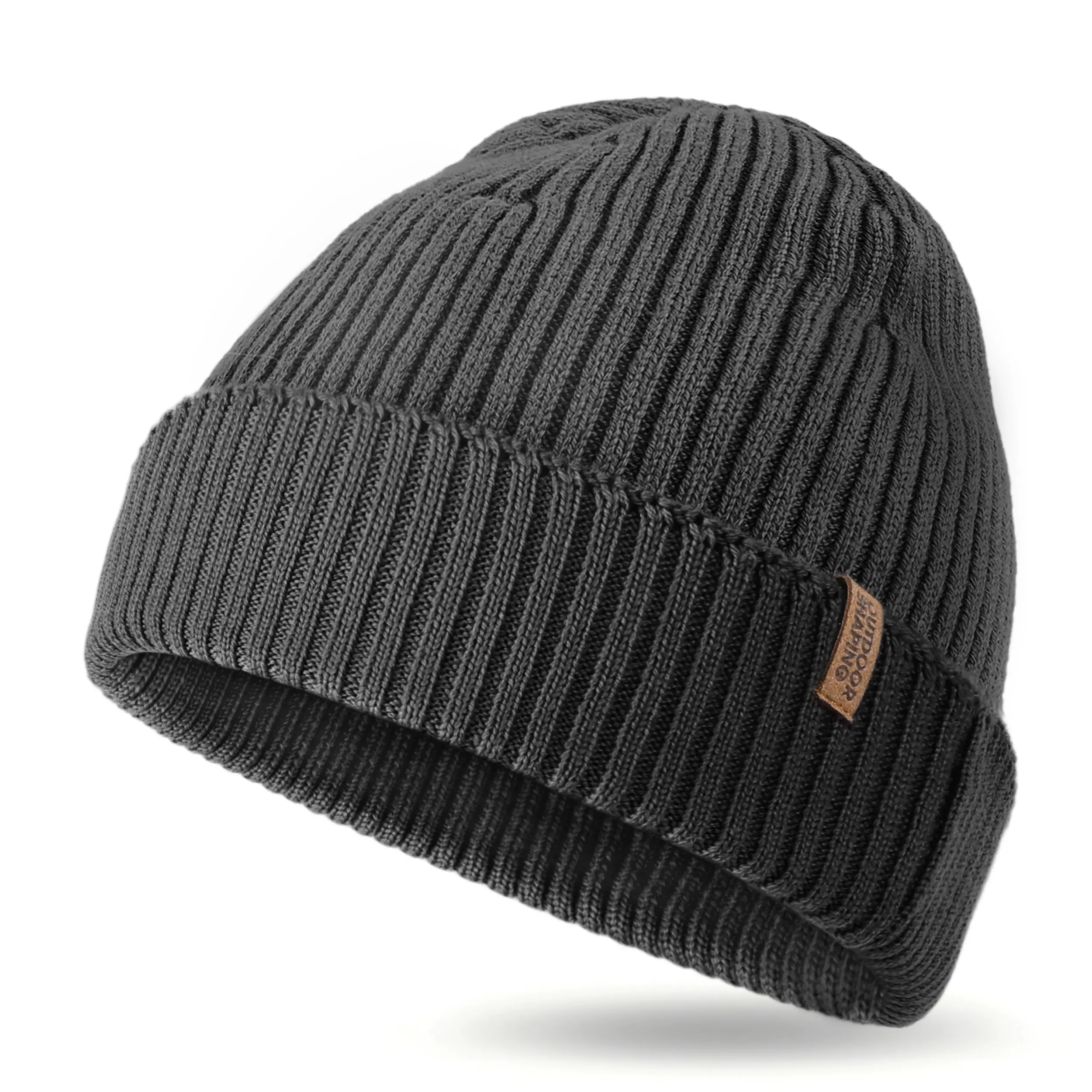 SleepYea Unisex 100% Merino Wool Fisherman Beanie - Basic Soft Warm Knitted Winter Outdoor Wear Hat, Breathable Cuffed Rolled Brim Watch Cap, One Size Fits Most, Casual