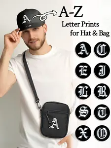2PCS stylish Greek letter flat-brim baseball cap + crossbody bag set, Personalized Monograms. Trendy trucker hat with embroidered letter patches. A-Z letters available for both men and women for daily street hip-hop rap and travel use