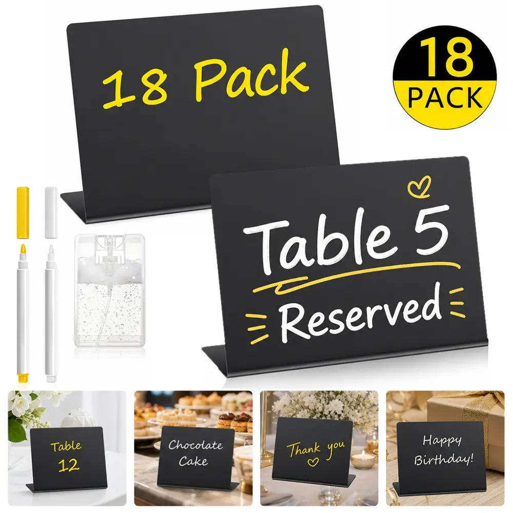 18-Pack 4x3 in Practical Mini Food Labels for Food Labeling - Clearly Marked, Compact, Easy to Apply with 2 Markers & 1 Empty Spray Bottle, Ideal for Event Planners, Wedding Buffets