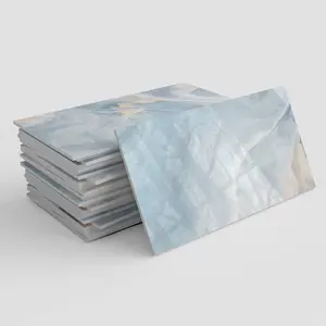 24/48/96 PCS TSF PVC+PET Crystal Foam Tile Stickers Light Blue Cracked Marble Pattern Waterproof Oil-Proof for Kitchen Bathroom Floor Ceiling Tile Old Wood Home Decoration